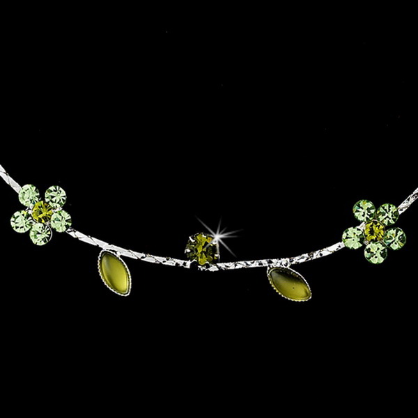 Elegance by Carbonneau NE-3734-Silver-Green Necklace Earring Set 3734 Silver Green