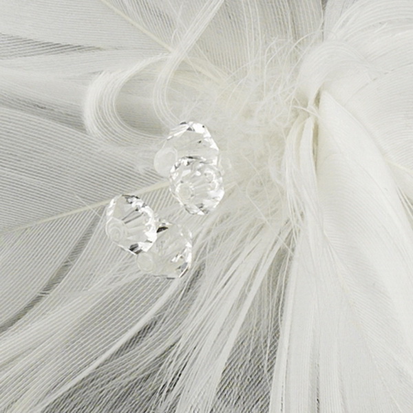 Elegance by Carbonneau Pin-123 Feather Fascinator with Swarovski crystals & Veil Accent Bridal Hair Pin 123