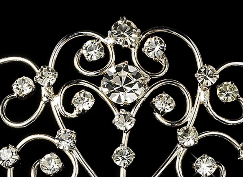 Elegance by Carbonneau HP-42142-S-Clear Elegant Silver Rhinestone Tiara HP 42142