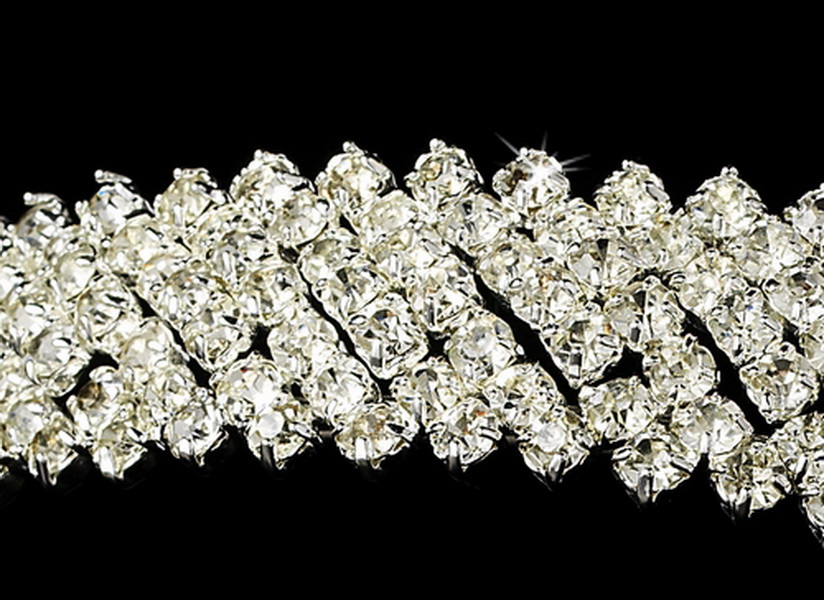 Elegance by Carbonneau HP-1025-S Silver Clear Bridal Headband HP 1025