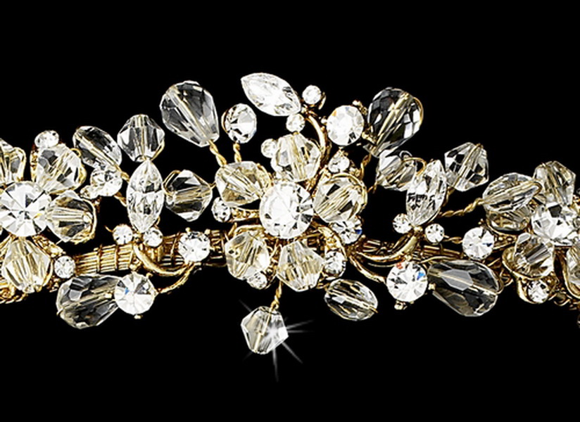 Elegance by Carbonneau Set-NE8003-HP8003-G Swarovski Crystal Bridal Necklace Earring & Tiara Set 8003 (Gold & other colors)