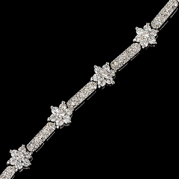 Elegance by Carbonneau B-2015-Silver-Clear Radiant Silver Cubic Zirconia Floral Bracelet 2015