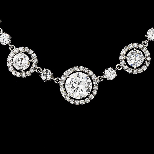 Elegance by Carbonneau N-2556-Silver-Clear Gorgeous Silver Clear Cubic Zirconia Necklace N 2556