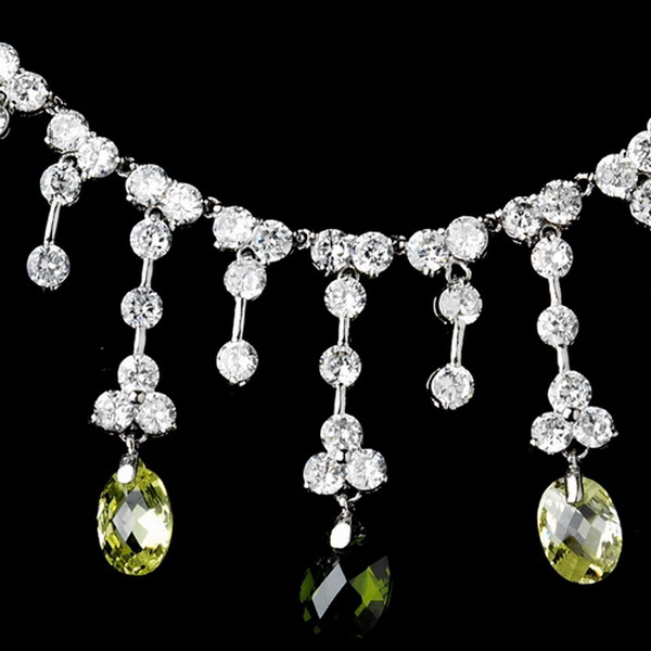 Elegance by Carbonneau N-3628-Silver-Olive Necklace 3628 Silver Olive