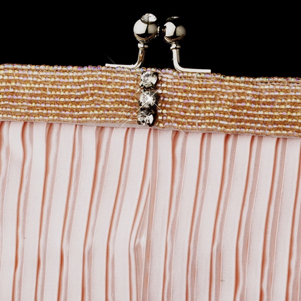 Elegance by Carbonneau eb-304-pink Pink Satin Beaded Bridal Evening Bag 304