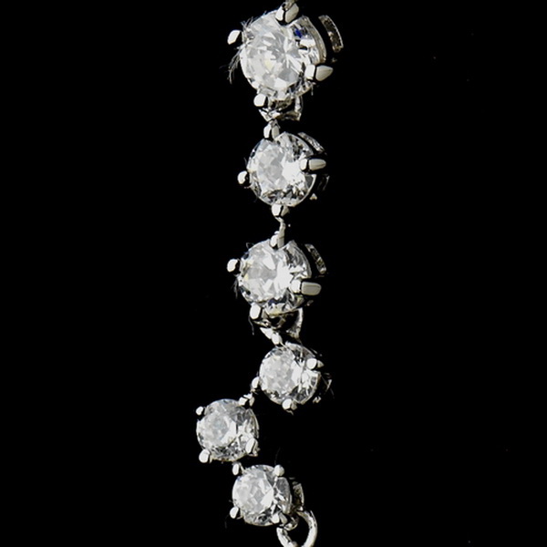 Elegance by Carbonneau E-8649-AS-Clear Silver Clear CZ Crystal Dangle Bridal Earrings 8649