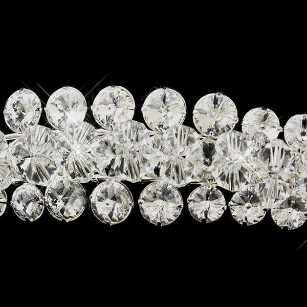 Elegance by Carbonneau HP-8433-S-Clear Silver Clear Double Layer Swarovski Crystal & Rhinestone Headpiece 8433