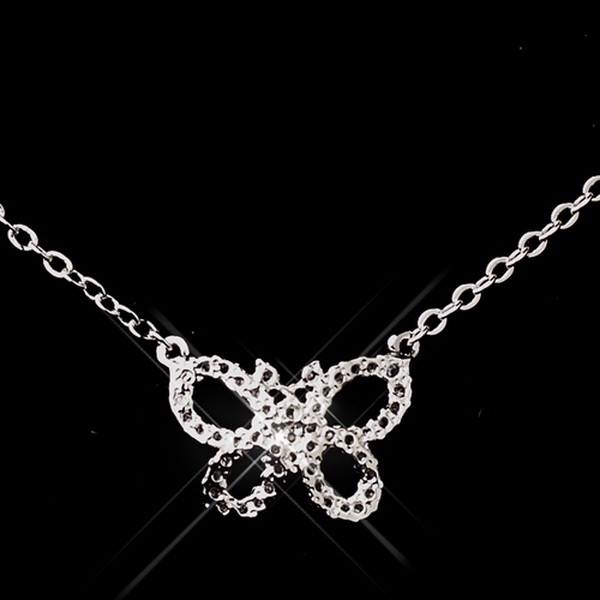 Elegance by Carbonneau ne-8723-silver Butterfly CZ Necklace & Earring Set 8723