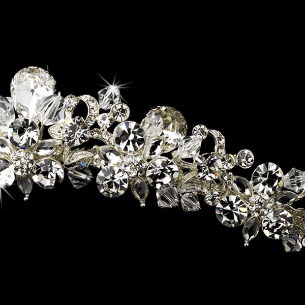 Elegance by Carbonneau HP-9840-S-Clear Fabulous Silver Clear Crystal Tiara Headpiece 9840