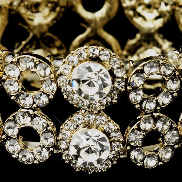 Elegance by Carbonneau B-8658-G-Clear Gold Clear Crystal Stretch Bridal Bracelet 8658