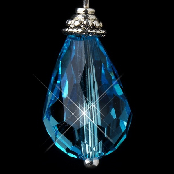 Elegance by Carbonneau E-8745-S-Aqua Silver Aqua Crystal Bead Drop Bridal Earrings 8745