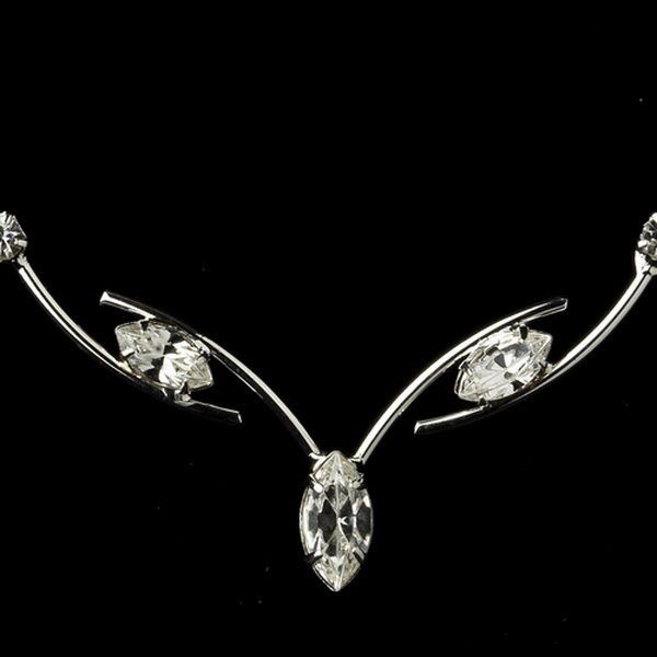 Elegance by Carbonneau NE-5104-S-Clear Silver Clear Necklace Earrings Set 5104