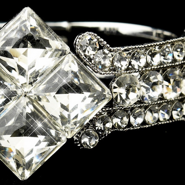 Elegance by Carbonneau B-8660-S-Clear Silver Clear Crystal Bridal Clasp Bracelet 8660
