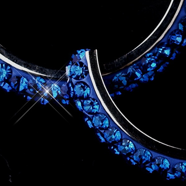 Elegance by Carbonneau e-8707-blue Antique Silver Blue Hoop Earrings 8707