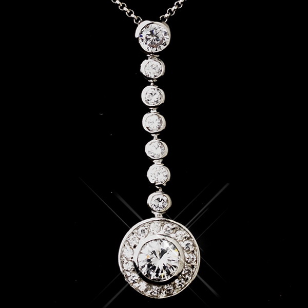 Elegance by Carbonneau ne-8722-silver Silver Clear CZ Necklace & Earring Set 8722
