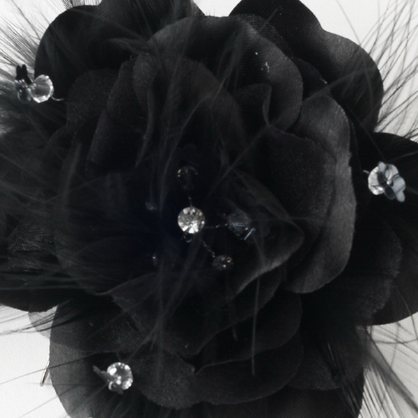 Elegance by Carbonneau Comb-7024-Black Black Feather Fascinator Bridal or Special Occasion Headpiece Comb 7024