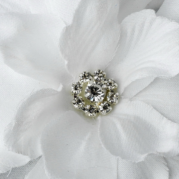 Elegance by Carbonneau Clip-407-White White Jeweled Delphinium Medium Alligator Hair Clip 407 with Brooch Pin