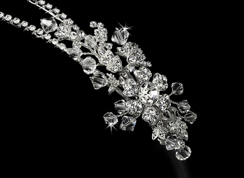 Elegance by Carbonneau HP-2913-S-Clear Silver Double Rhinestone Bridal Headband with Crystal Ornate Side Accent HP 2913