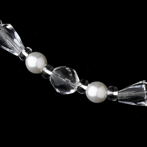 Elegance by Carbonneau N-8360SW-E-8360SW Necklace Earring Set NE 8360 Silver White Pearl