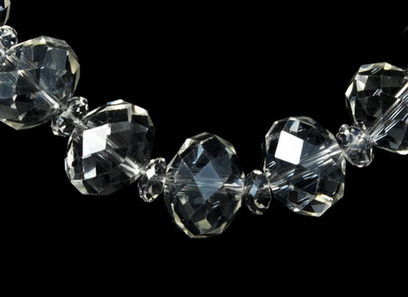 Elegance by Carbonneau NE-1017-Silver-Clear Necklace Earring Set NE 1017 Silver Clear