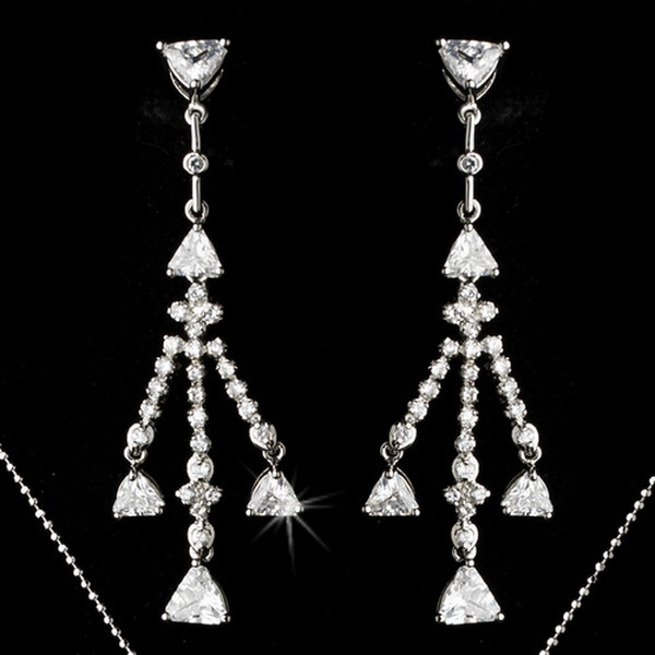 Elegance by Carbonneau N-3811-E-3809-AS-Clear Necklace Earring Set N 3811 E 3809 Silver Clear