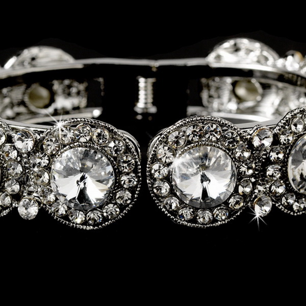 Elegance by Carbonneau B-8245 Crystal Silver Cuff Bracelet B 8245
