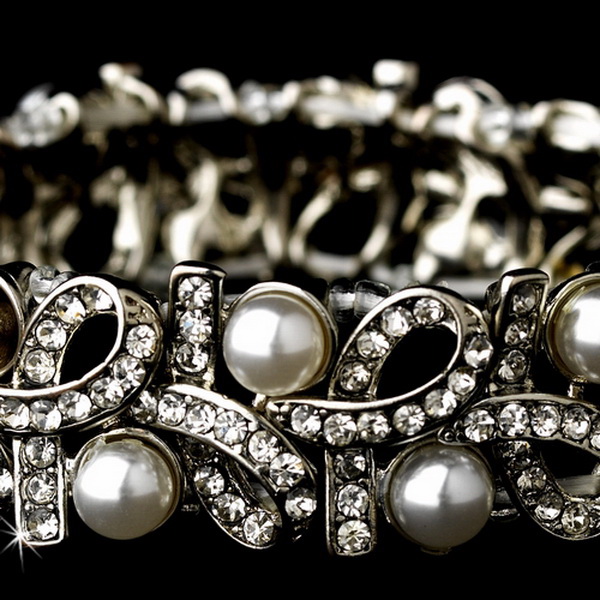 Elegance by Carbonneau B-967-AS-White Silver White Pearl Bracelet 967