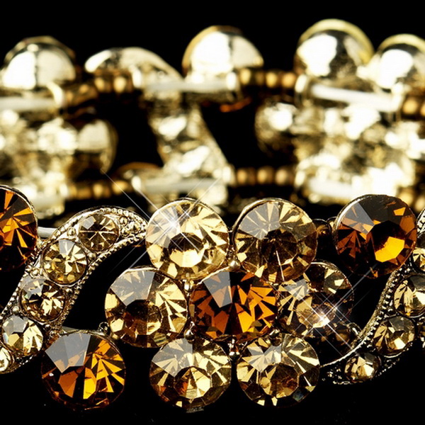 Elegance by Carbonneau B-8661-G-Topaz Gold Topaz Crystal Bridal Stretch Bracelet 8661