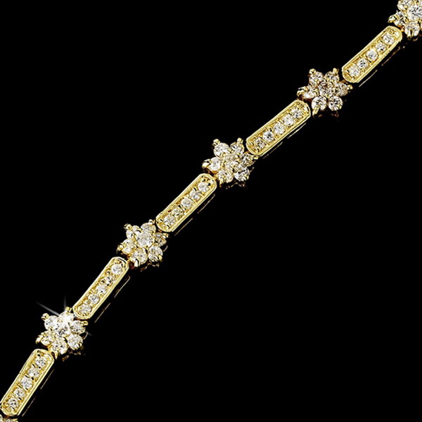Elegance by Carbonneau B-2015-Gold-Clear Radiant Gold Cubic Zirconia Floral Bracelet 2015