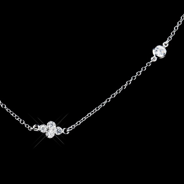 Elegance by Carbonneau N-8572-AS-Clear Antique Silver Rhodium Clear CZ Chain Necklace 8572