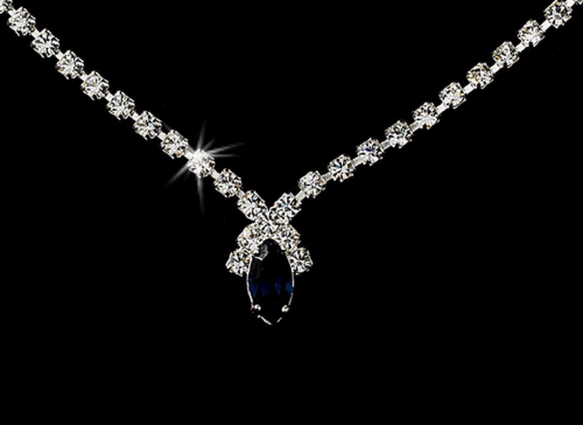 Elegance by Carbonneau NE-342-Navy Beautiful Navy Crystal Jewelry Set NE 342