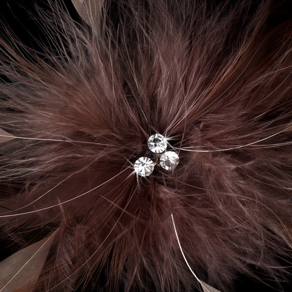 Elegance by Carbonneau clip-442-brown Cafe Brown Feather Fascinator Clip or Clip Brooch 442 ( Many Colors )