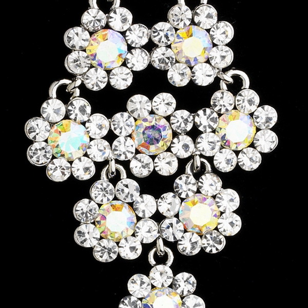 Elegance by Carbonneau E-939-Silver-AB Glamorous Silver & AB Chandelier Earrings E 939