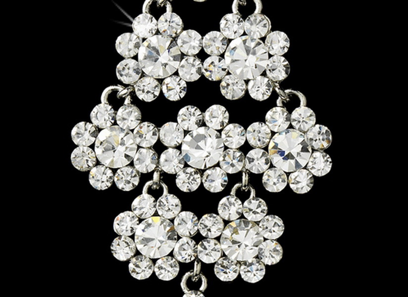 Elegance by Carbonneau E-939-Silver-Clear Glamorous Silver & Clear Chandelier Earrings E 939