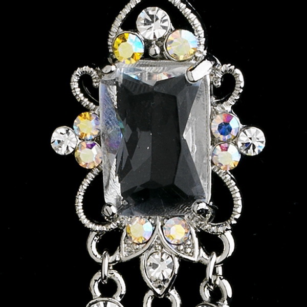 Elegance by Carbonneau E-936-Silver-AB Vintage Silver & AB Crystal Drop Earrings E 936