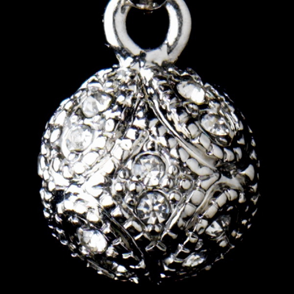 Elegance by Carbonneau E-8571-AS-Clear Antique Silver Rhodium Clear CZ Pave Vintage Ball Drop Earrings 8571