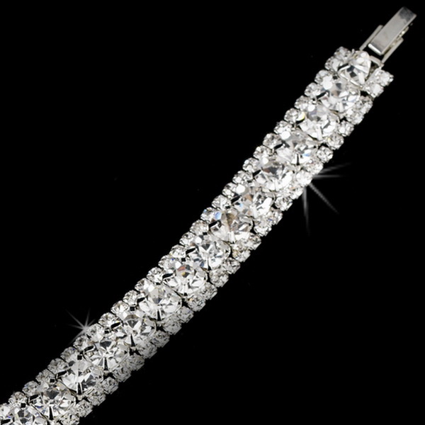 Elegance by Carbonneau B-1107-Silver-Clear Silver Rhinestone Saturation Bracelet 1107