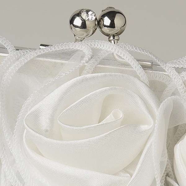Elegance by Carbonneau EB-313-White White Satin Flower Evening Bag 313