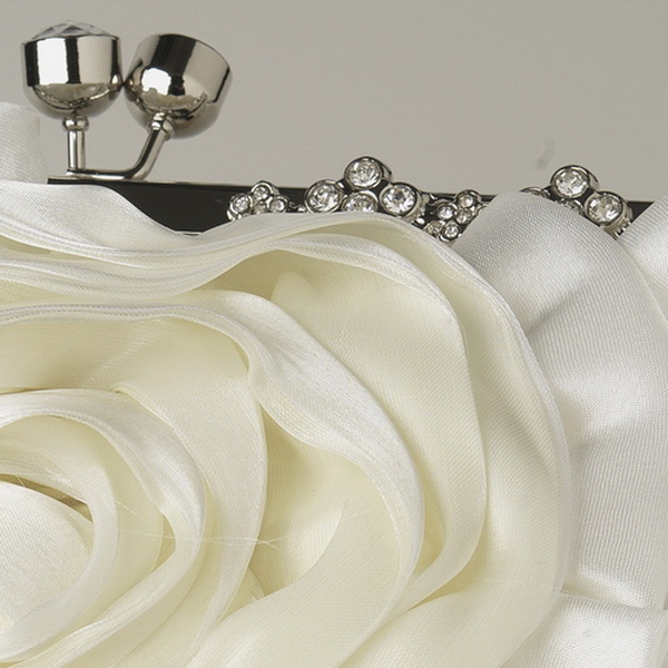 Elegance by Carbonneau EB-316-Cream Cream Floral Rose Rhinestone Evening Bag 316