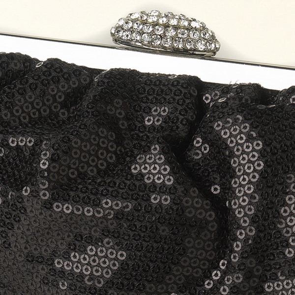 Elegance by Carbonneau EB-320-Black Black Sequin & Rhinestone Evening Bag 320