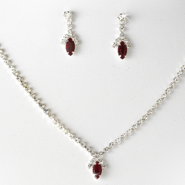 Elegance by Carbonneau NE342red Beautiful Red Crystal Jewelry Set NE 342