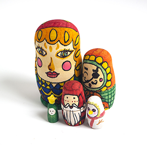 Muka Set of 5 Unpainted Russian Nesting Dolls for DIY Craft Accessories, Wooden Stacking Dolls