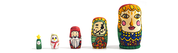 Muka Set of 5 Unpainted Russian Nesting Dolls for DIY Craft Accessories, Wooden Stacking Dolls
