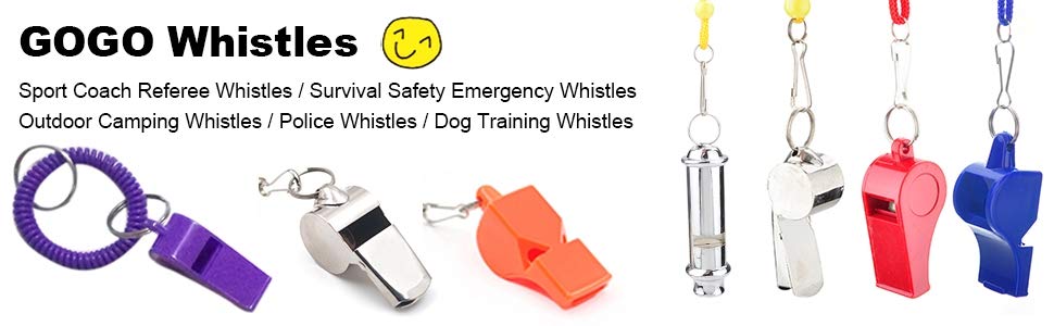 GOGO 100 Pcs Whistles with Lanyard, Plastic Pea-Less Sports Whistle Bulk Sale, Emergency Safety Whistles for Coaches Referees