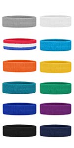 GOGO Sports Headband Sweatband Athletic Terry Cloth Head Band Black