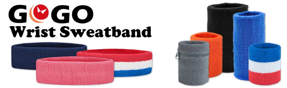 GOGO 4 Inch Terry Cloth Sweatband, Athletic Cotton Wristbands