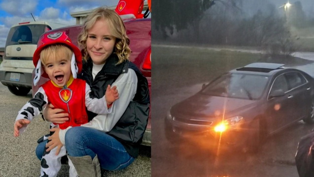 Lightning strikes car