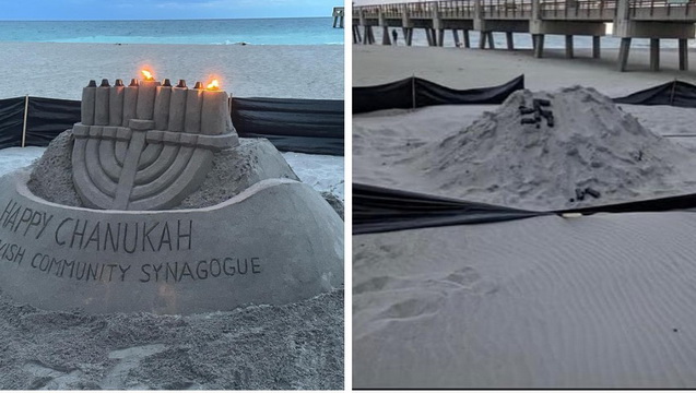 Rebuild the sand menorah at Juno Beach Pier