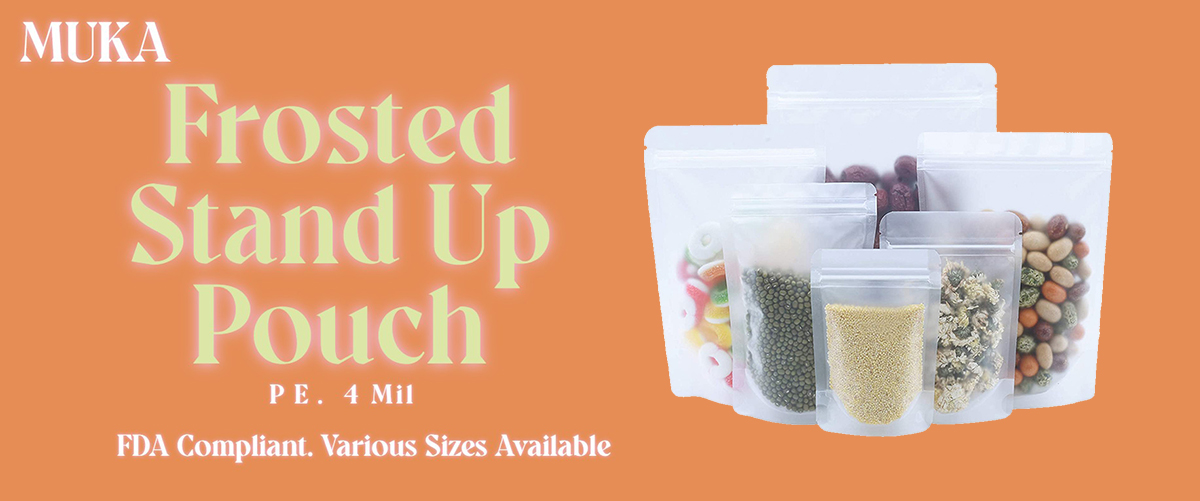 Muka 50 PCS Frosted Stand Up Pouch, 4 Mil, FDA Compliant