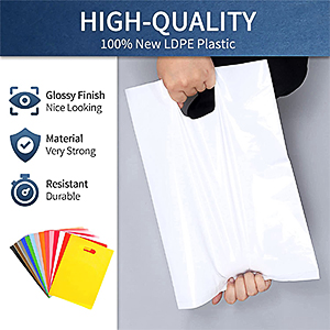 Muka Custom Die Cut Bags, Personalized Plastic Shopping Bags for Retail, Imprinted Merchandise Bags, 2.5 Mil